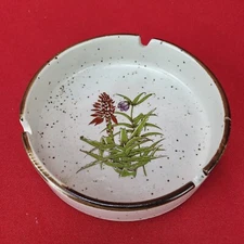 Retro Ashtray Ceramic Speckled Otigari Style Floral 70's 80's 4.75" Vintage Mint