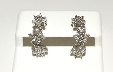 14 kt White Gold Hanging Cluster Diamond Earrings