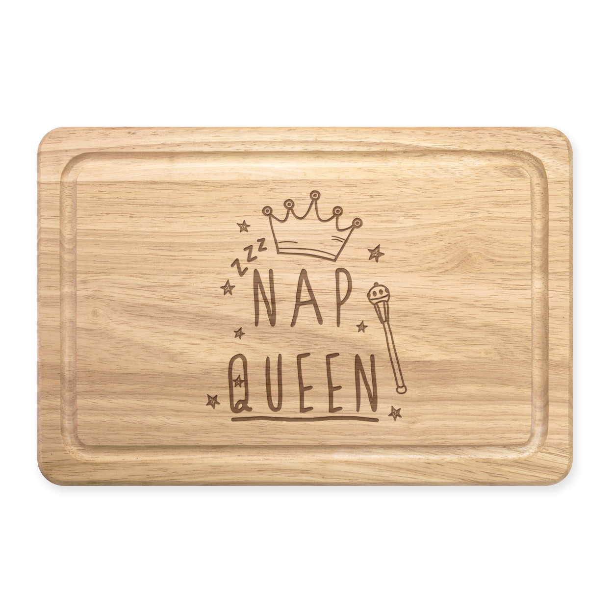 Nap Queen Rectangular Wooden Chopping Board - Funny Girly Girls Joke Sleep