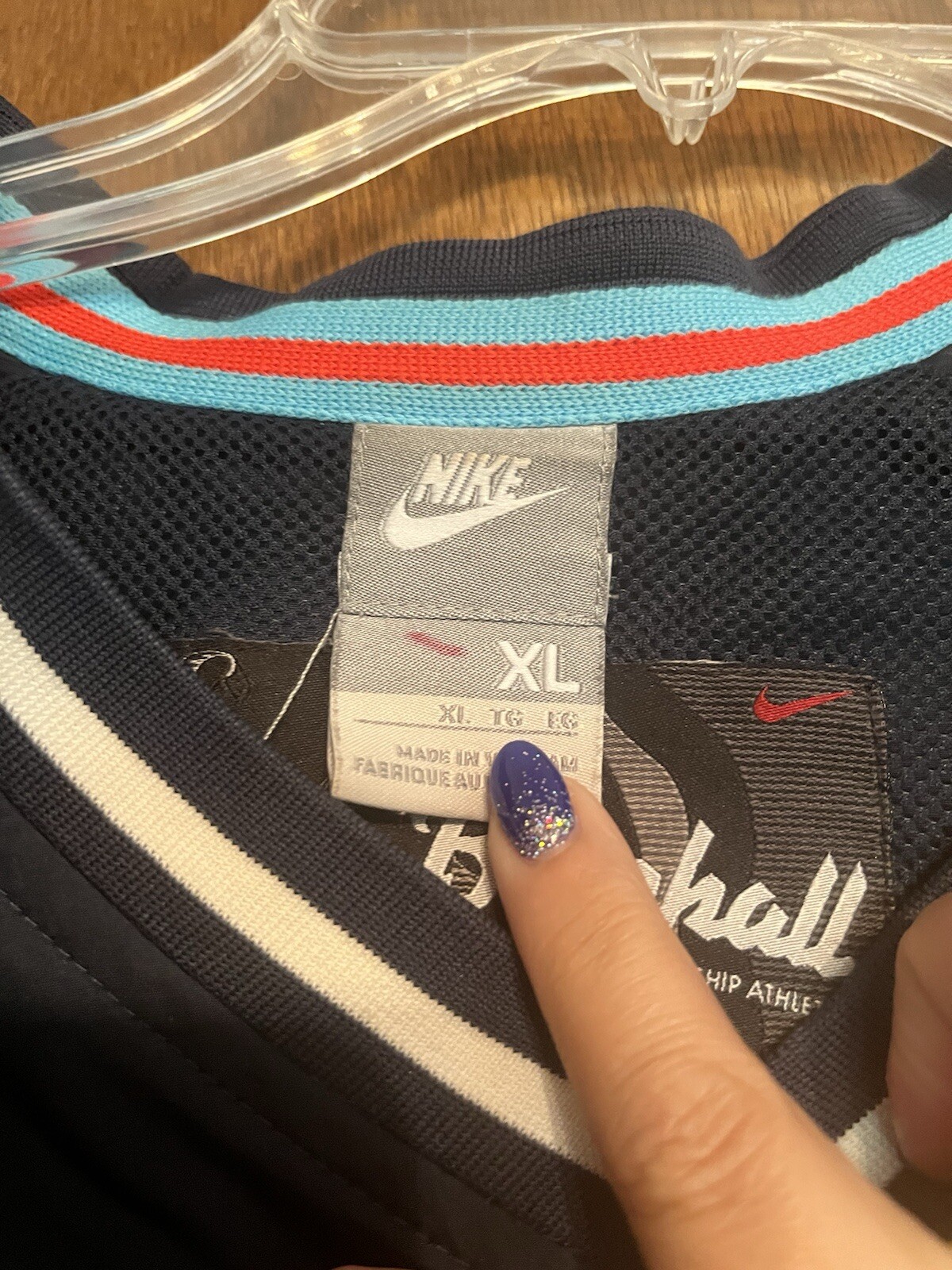 Nike Baseball 72 V-Neck Nylon LS Blue Windbreaker Men's Size XL 207711-451 thumbnail 3