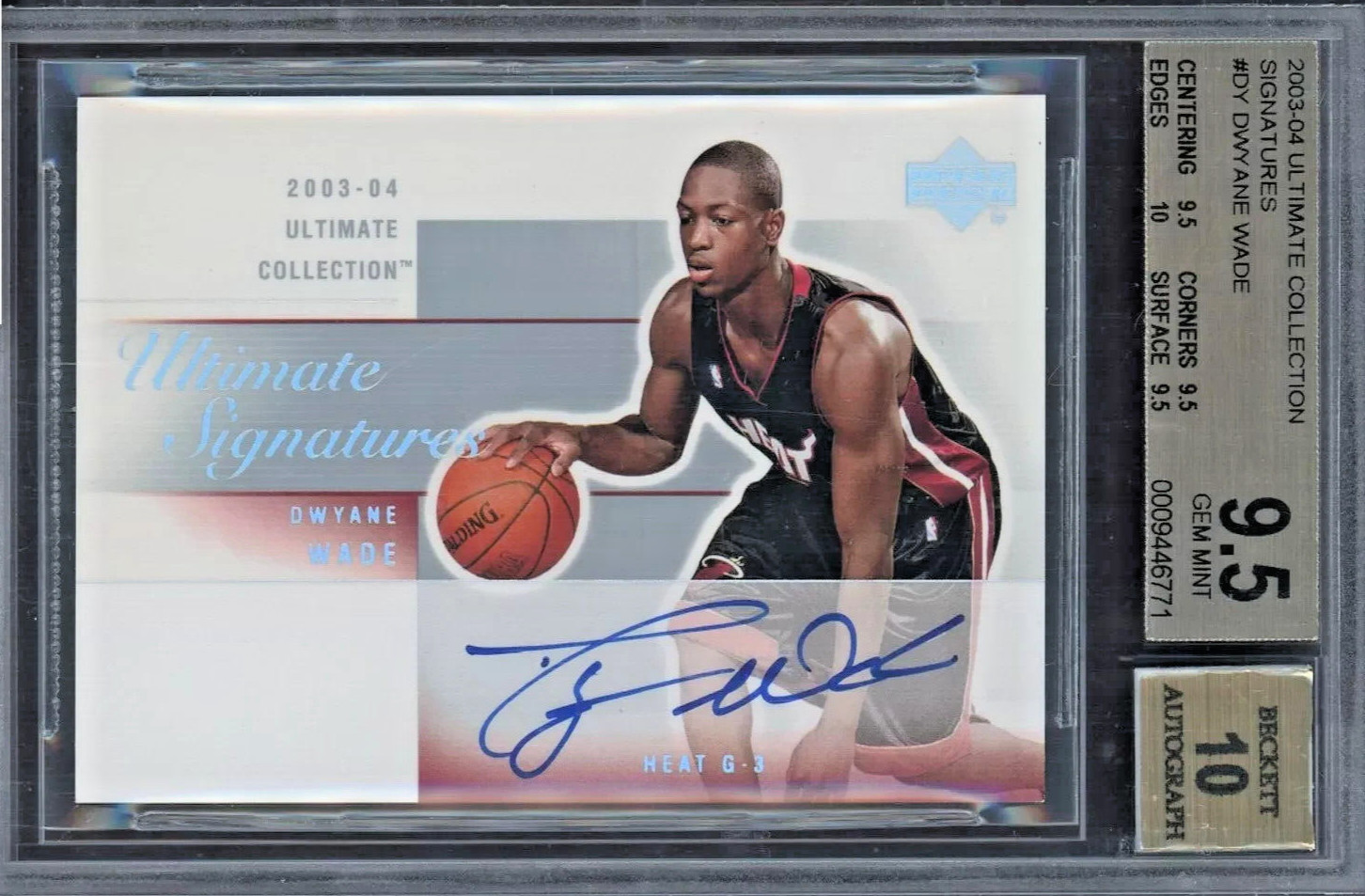 2003 UD Ultimate Collection Signatures Dwyane Wade RC Rookie BGS 9.5 w/ 10 AUTO