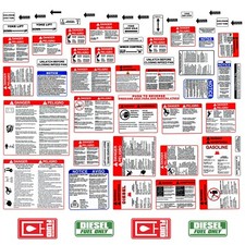 Kit Decalcomanie di Sicurezza per Spazzola Bandit Adesivi Cippatore Legno Inglese + Spagnolo UV 7 anni