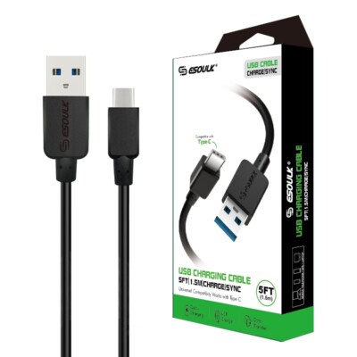 5ft Fast USB-A to USB-C Cable - iPhone & Android by Esoulk - RETAIL PACKAGING