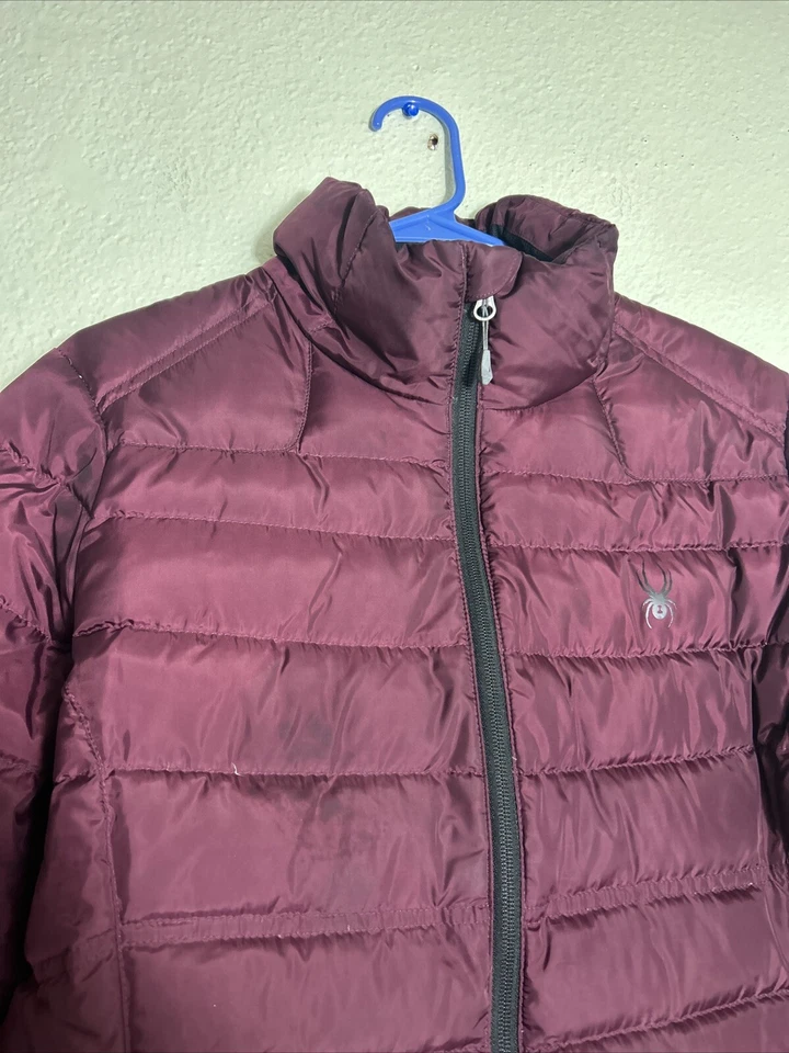 Spyder женщин большой пуховик вниз заполнить бордовый полный молнии карманы куртка 162005 - Изображение 4 из 4