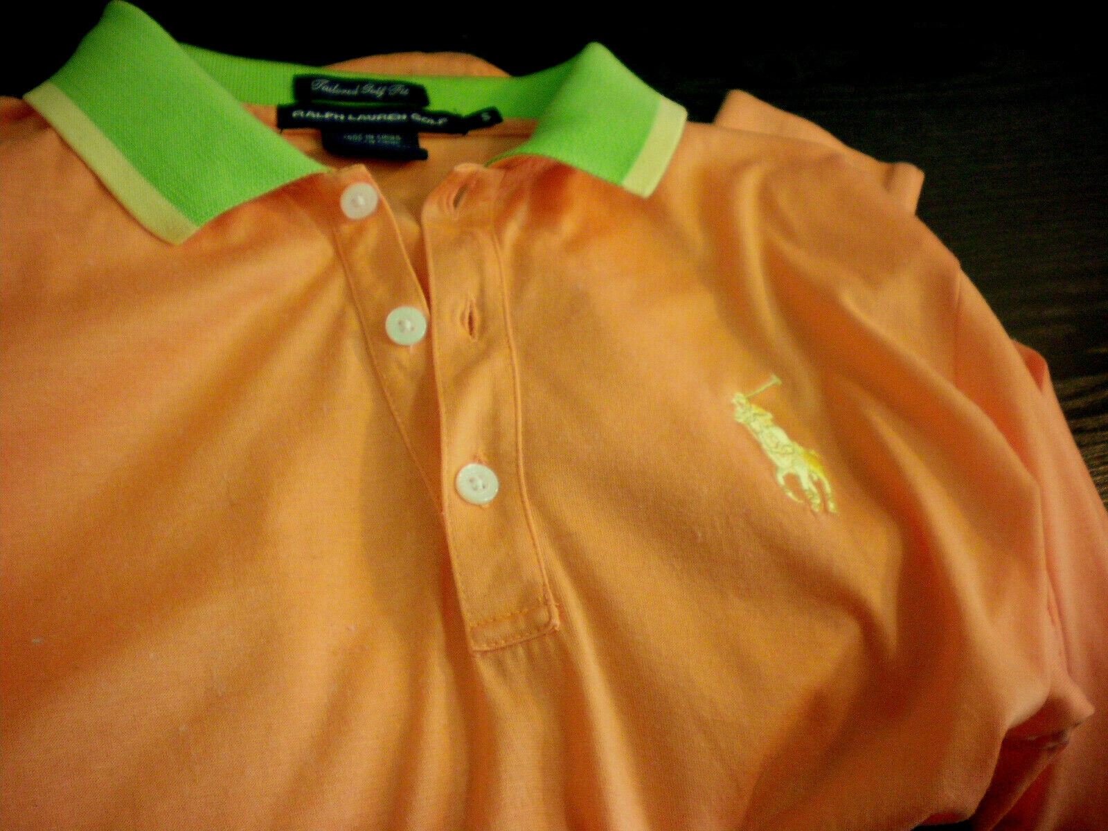 Ralph Lauren Golf Camicia Uomo Piccola Sartoriale Arancione 100% Cotone Pony LS