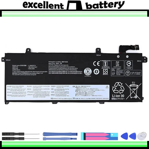 51wh L18M3P74 L18M3P73 L18L3P73 Battery For Lenovo ThinkPad T490 T495 P43S - Picture 1 of 7
