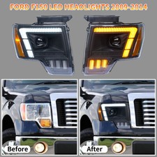 Pair For Ford Raptor Front LED DRL Headlights Assembly F-150 Pickup 2009-14