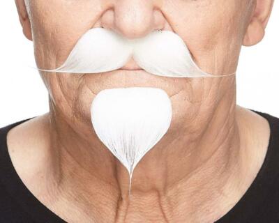 Fake Moustache Self Adhesive Horsehoe Novelty False Facial Hair Costume Accessory For Adults Grey With White Color Fake Beard