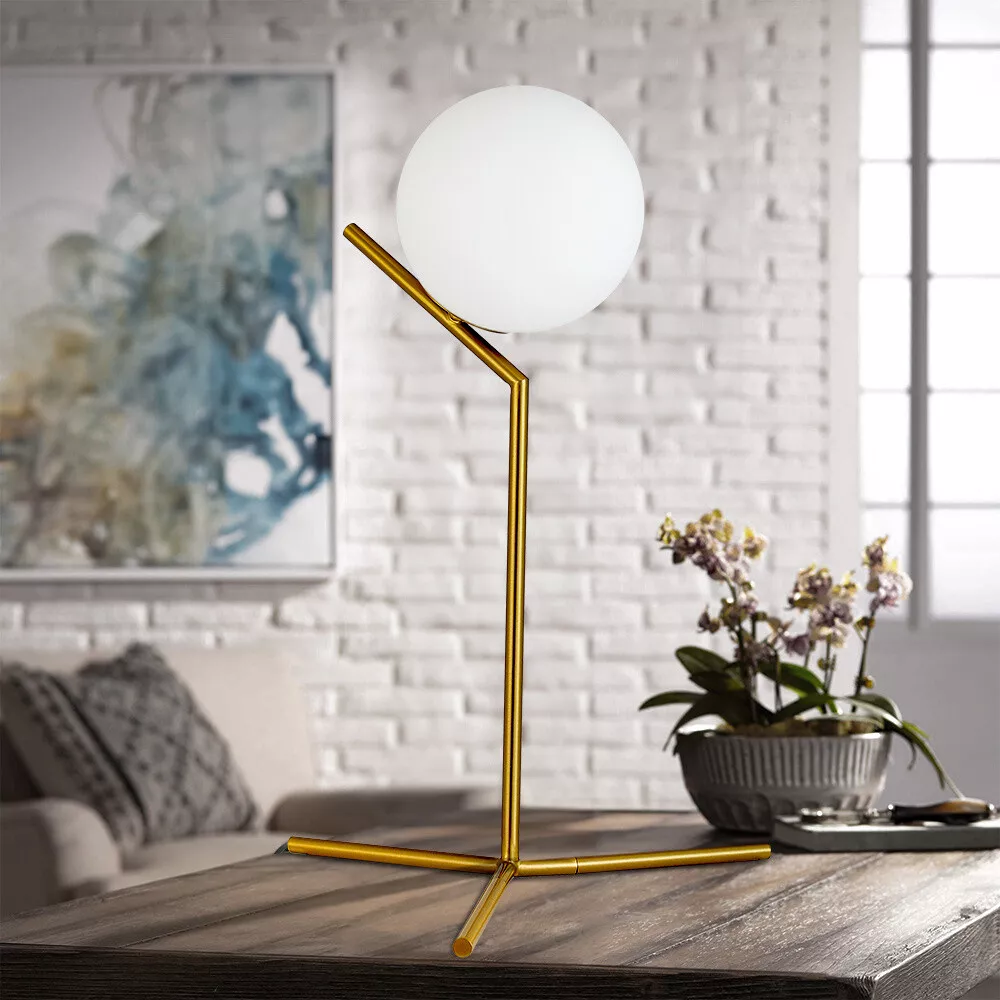 Modern Retro Glass Globe LED Table Lamps Bedside Study Lighting LivingRoom Decor