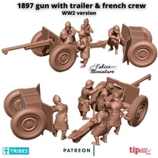 Eskice Miniatures WW2 French 1897 75mm Artillery Gun w/ Crew Bolt Action 28mm 3D