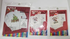 Vintage Dizzle Art Pre-Shaded Iron-On Transfer Christmas Winter Holiday Lot of 3