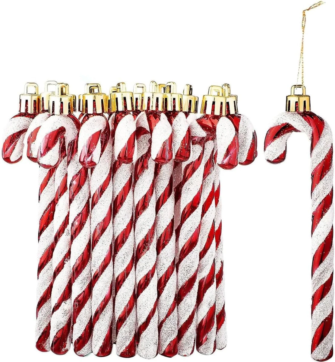 50 bastoncini di zucchero, decorazione natalizia, decorazione per albero di Natale, caramelle, albero di Natale, decorazioni per albero di Natale (rosso e bianco, 50 pezzi