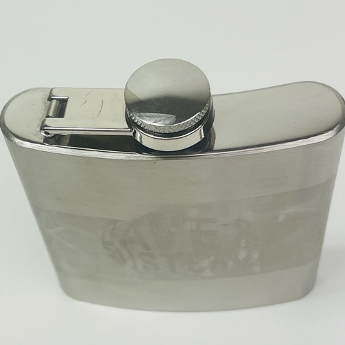 Dave and Busters Stainless Pocket Whiskey Hip Flask W attached Screw on Lid - Picture 3 of 7