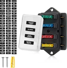 4 Way Blade Fuse Block Box Holder W/Standard Circuit 10V-32V DC for Automotive T