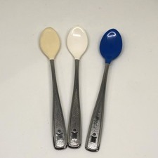 Lot Of 3 Vintage The First Years Silicone Tip Baby Spoons Stainless Japan Mexico