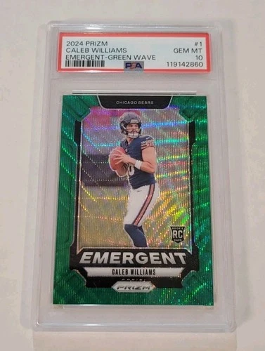 CALEB WILLIAMS 2024 Prizm GREEN WAVE EMERGENT 💎PSA 10💎Bears Rookie RC📈🔥HOT🔥