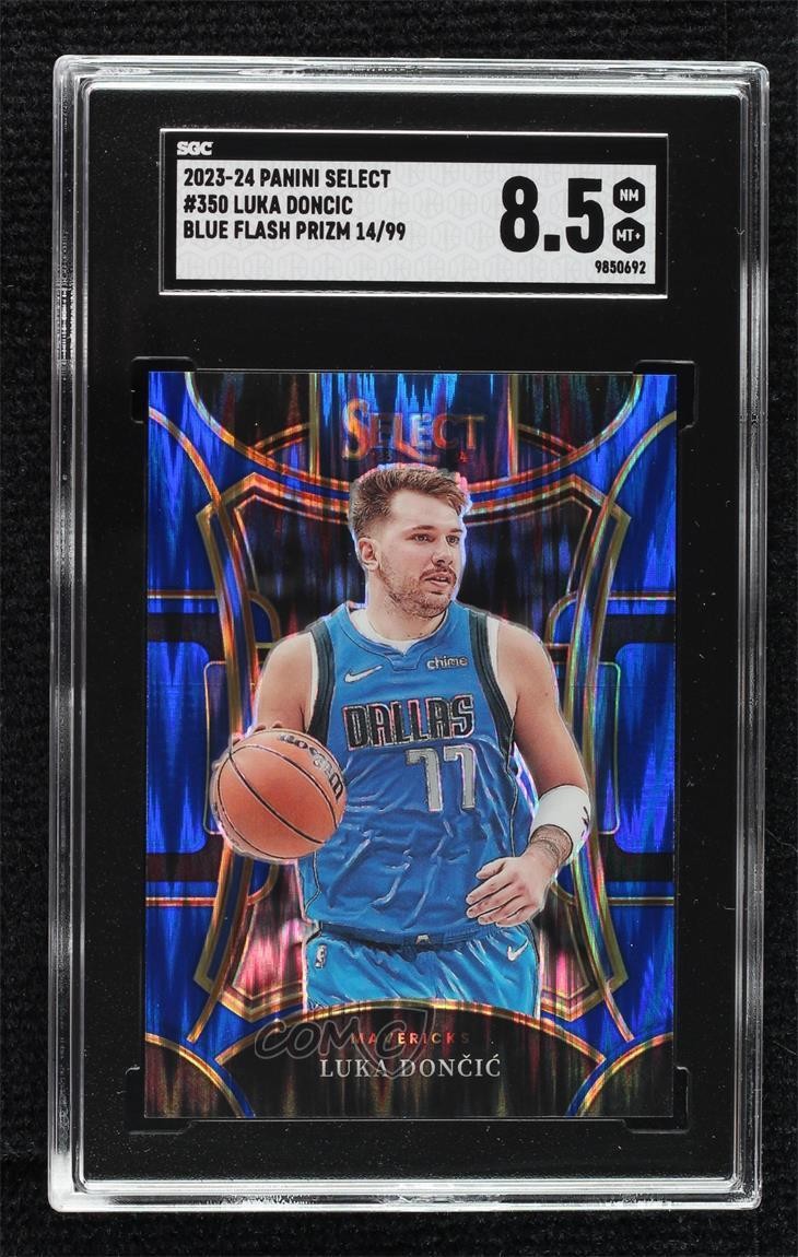 2023 Panini Select Mezzanine Level Blue Flash Prizm 14/99 Luka Doncic #350 3d3