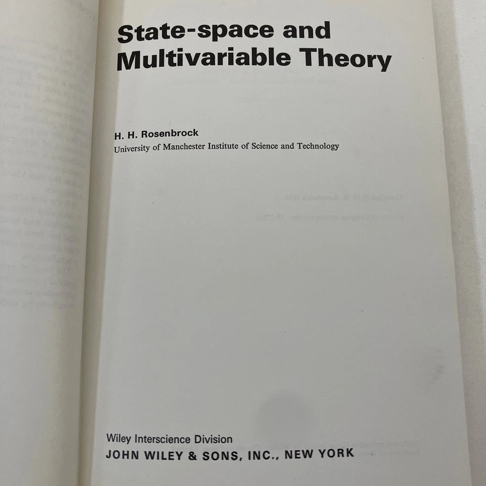 State Space and Multivariable Theory Studies in Dynamical Systems by Rosenbrock - Image 4 of 4