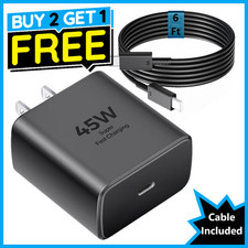 45w USB-C Fast Wall Charger 6ft Cable For Samsung Galaxy S26 S25 S24 S23 S22