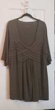 Jessica London Women's Plus Size 18/20 Olive Green Tunic – Ruffle Lattice Bodice