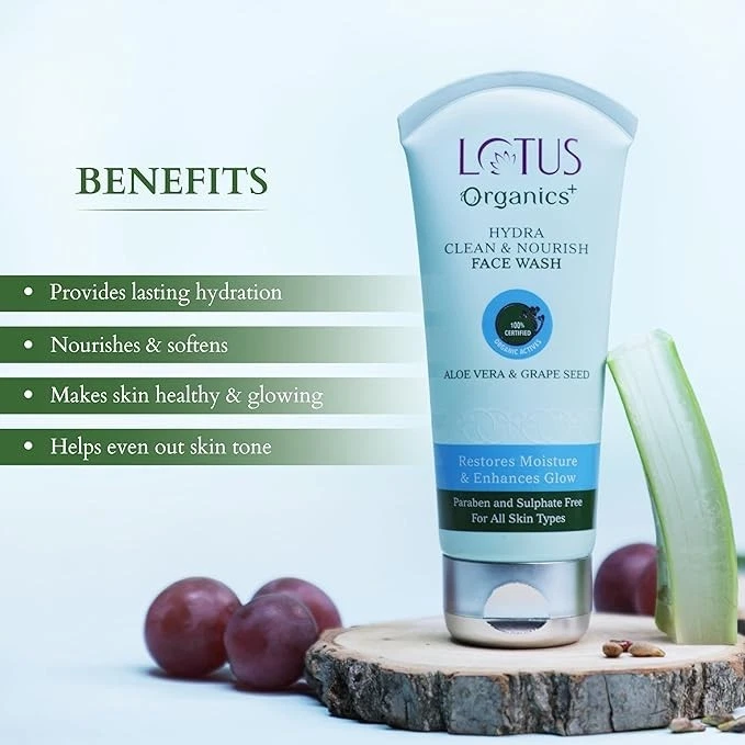 Lavado facial Lotus Organics+ Hydra Clean & Nourish para mujer y hombre | 100 % certificado Foto 3 de 4