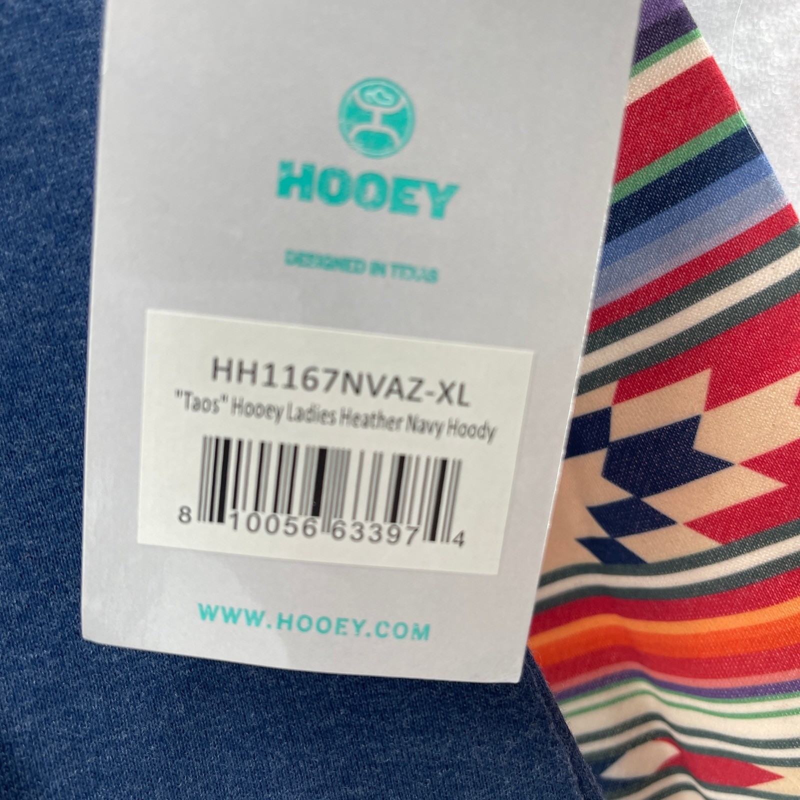 HOOEY Hoodie Sweatshirt XL Taos Heather Navy Southwest Aztec Western Rodeo NEW