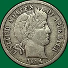 1914-D Barber Dime Very Fine VF Coin #36809
