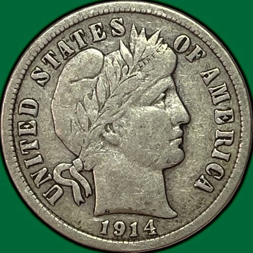 1914-D Barber Dime Very Fine VF Coin #36809
