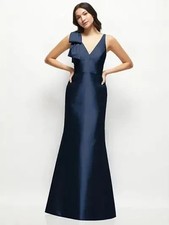 Alfred Sung Bow Detail Sleeveless Satin Twill Trumpet Gown D863 Sz 6 NWT $269