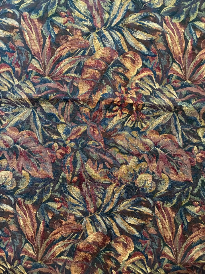 Dark TROPICAL PLANTS TAPESTRY FABRIC 2.5 Yds 54" W Heavy Woven Damask Jungle - Image 4 of 4