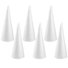 6Pcs Durable Polystyrene Foam Cones White Christmas Tree Craft Decoration