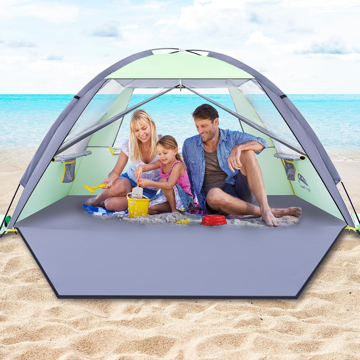 Happy Travel Beach Tent Sun Shelter for 3-8 People with Swan Down Design