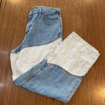 Y2K Patchwork Jeans Wild Fable 90s High Rise Straight Two Tone Denim Size 12