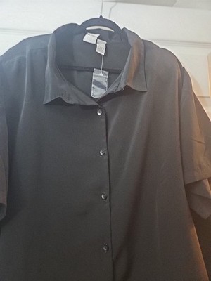 Romans Black Short Sleeve Shoulder Pads C4 Blouse Womans Plus