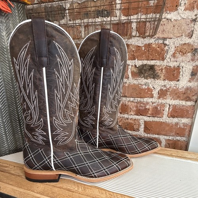 #ad HORSE POWER MEN#x27;S SABOTAGE WESTERN SQUARE TOE Boots White Plaid Stitching US10.5 $185.00