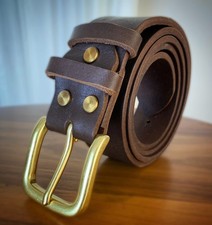 Handcrafted Full Grain Leather Belt: Vintage Style Men's Belt Solid Brass buckle