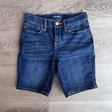 Old Navy Girls Denim Bermuda Shorts Stretch Adjustable Waist Size 12 Slim