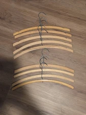 Lot Of 9 Vintage Curved 16" Wooden Clothes Hangers for Dresses Shirts Blouses