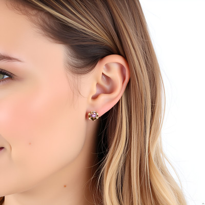14K massiver Weißgold violetter Saphir Blume Ohrring, Laborgefertigt, Ohrstecker Push Back