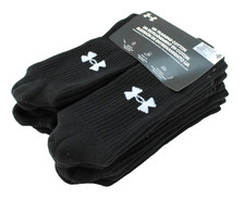 UNDER ARMOUR UA Training Cotton 6 Pairs Men's 8.5-13 Black/Gray Logo Crew Socks