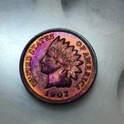 1907 Toned Indian Head Cent VF-XF  Rainbow Toned