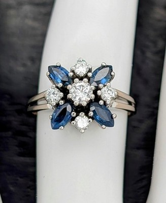 Ladies ring 585/14K white gold 0.40ct brilliant flowers - 4.50g - [size 52] N78