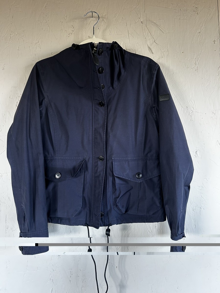 Aigle Goretex Rainwood Hooded Jacket Parka Size S Navy Blue View 4