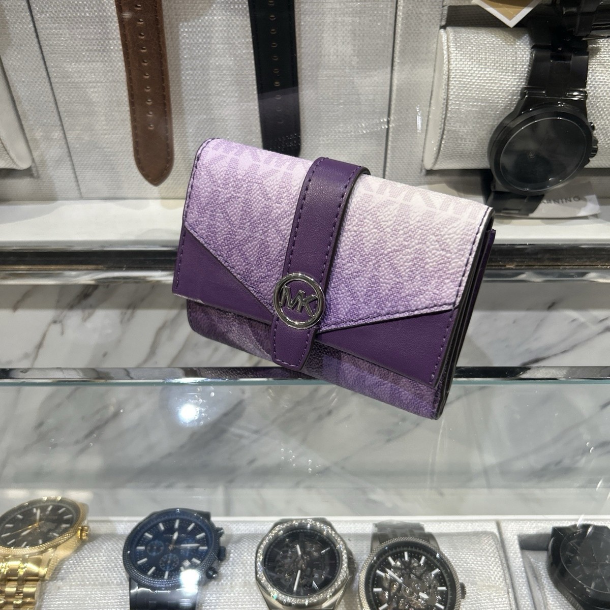 メルネコ Michael Kors MK Greenwich Small Medium Trifold Wallet MK Ombre