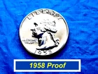 1958 PROOF Washington Quarter ➫ High Grade Silver Proof ➫ 263pr+