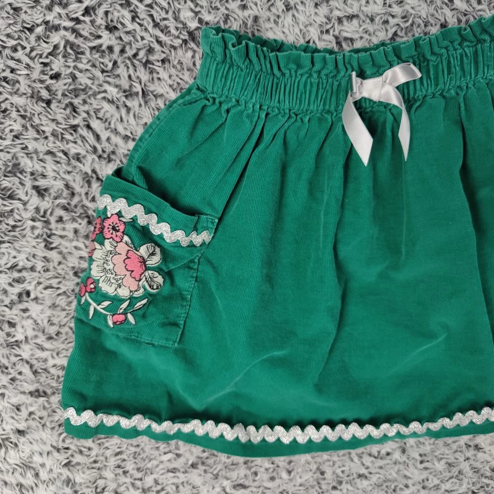 Falda Pana Niña HANNA DIFFERENTSON Talla 110 EE. UU. 5 Floral Bordada Borde Plateado Foto 4 de 4