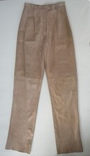 EMILIO PUCCI Beige LAMBSKIN SUEDE High-Waist Straight Leg Pants Trousers W-24"