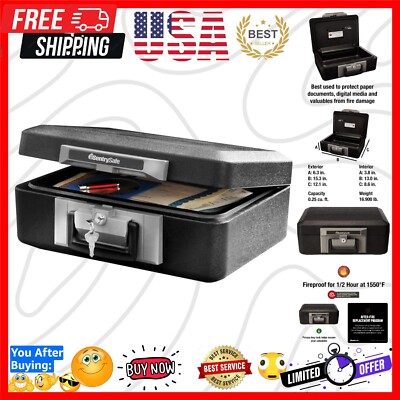 Heavy-Duty Fireproof Safe Box, 0.25 Cubic Feet - Key Lock for Ultimate Security