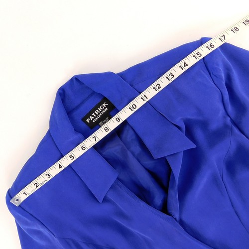 Damen Wickelkleid 8 Patrick Collection Lila Seide Gefüttert Schulterpolster - Bild 8 von 15