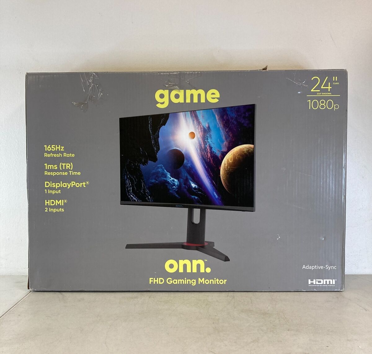 onn. 24 FHD (1920 x 1080p) 165hz 1ms Adaptive Sync Gaming Monitor with  Cables, Black, New